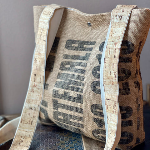 Wine & Cork Burlap Coffee Bag Tote