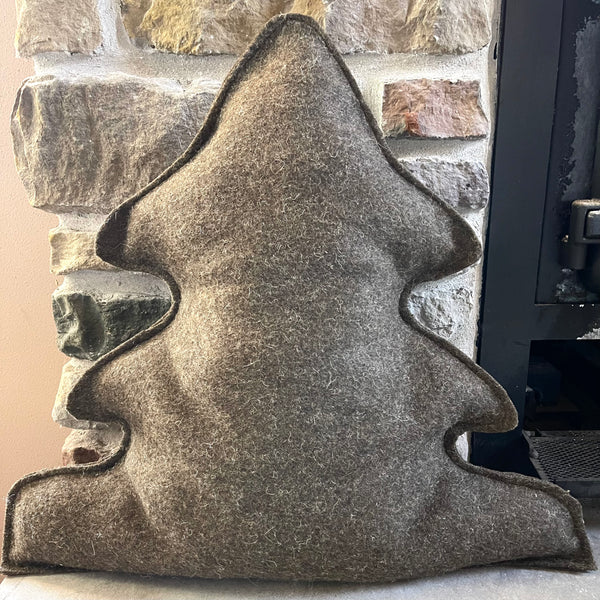 Repurposed 100% Wool Tree Pillow