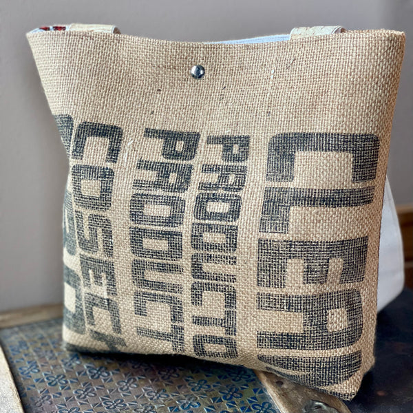 Wine & Cork Burlap Coffee Bag Tote
