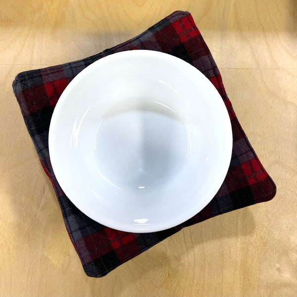 Black/Red Plaid Bowl Cozy - 100% Microwave Safe