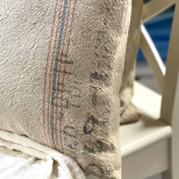 Repurposed Vintage Grain Sack Pillow